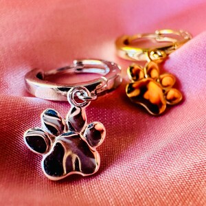 Dog Cat Paw Earrings 925 Sterling Silver 21K Gold 21K Rose Gold Charm Pendant Paw Animal Lovers Minimalist