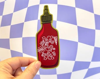 Neurodivergent Neurospicy ADHD Autism Sticker Sriracha Spicy Food Hot Sauce Executive Low Dopamine Quiet Down Vinyl Decal