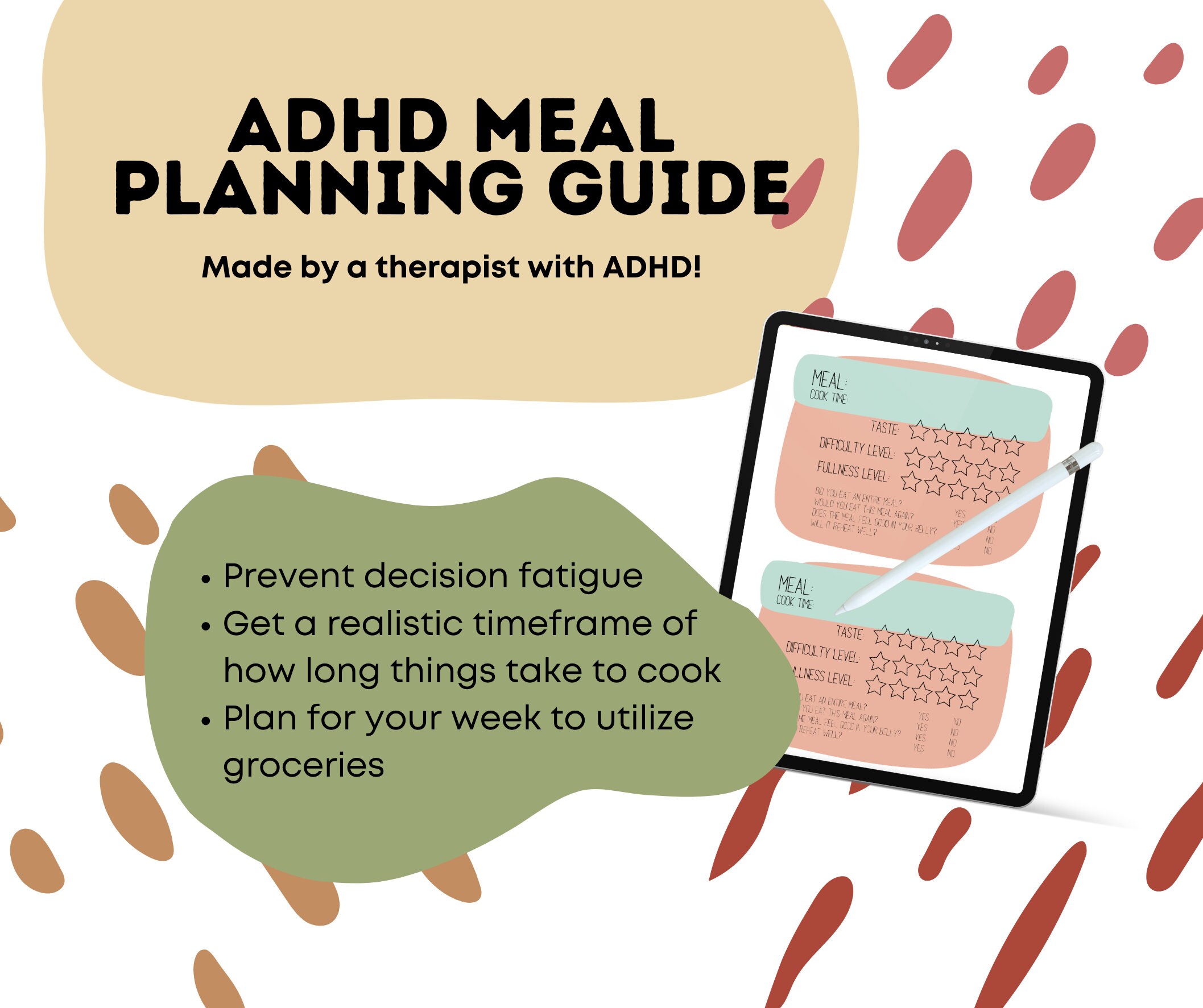 ADHD Meal Planning Guide Made by a Therapist Prevent Decision - Etsy