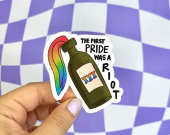 The First Pride Was a Riot Pride Molotov Protest Rainbow Sticker LGBTQ+ Pride Month Vinyl Gift