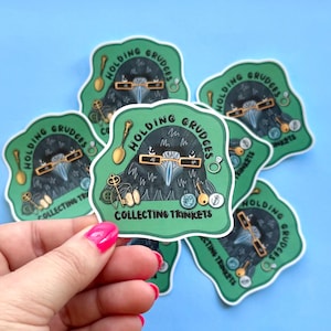 Crow Lover Holding Grudges Collecting Trinkets Halloween Fall Sticker Vintage Spoon Key Cartoon Waterproof Vinyl Decal Gift