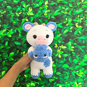 Crochet cow with blueberry , cow stuffed animal, cow plushie, cow plushie, blueberry cow