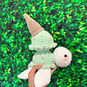 Crochet ice cream turtle plush, crochet plushie, turtle plush