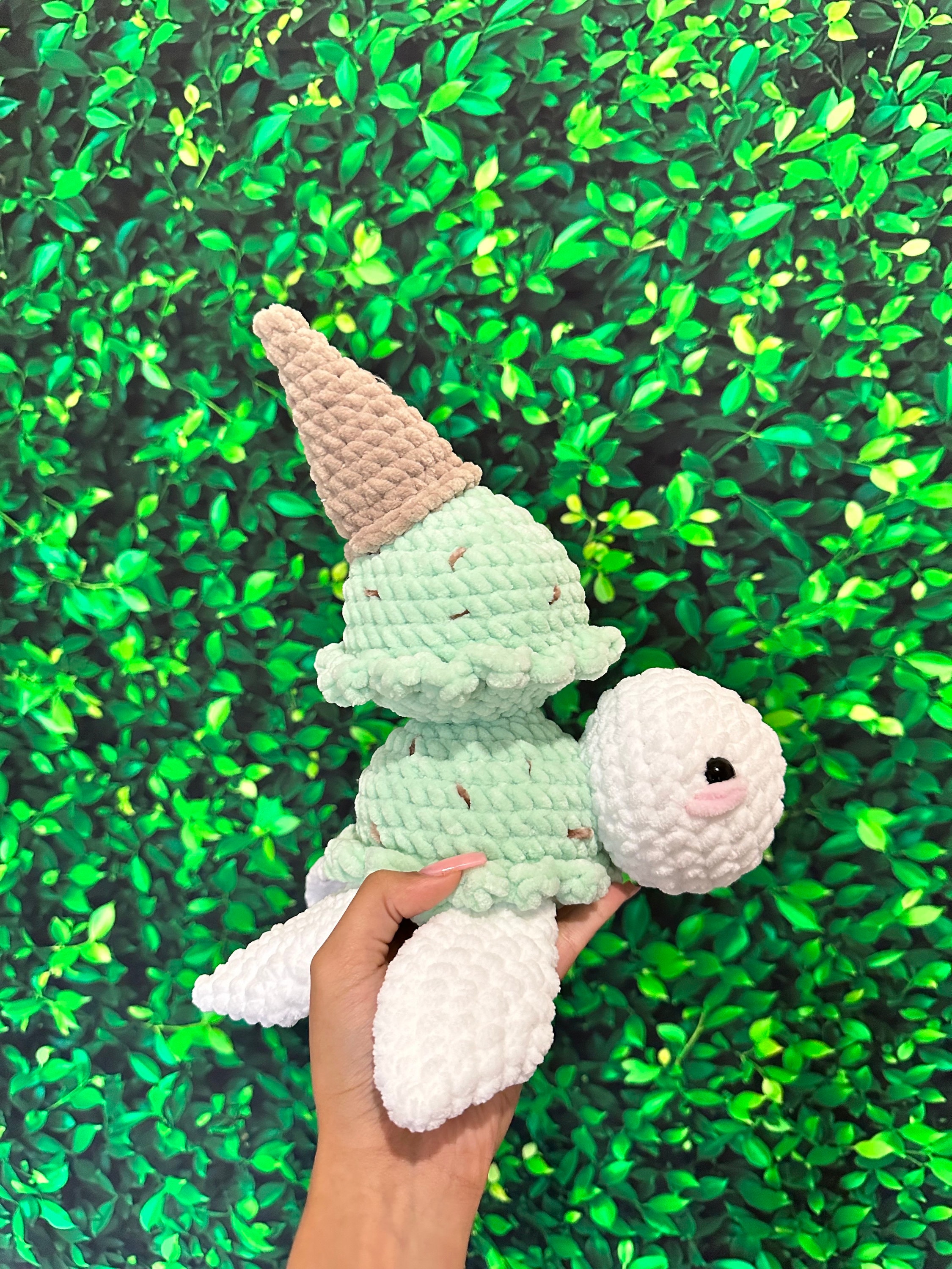 Crochet ice cream turtle plush, crochet plushie, turtle plush