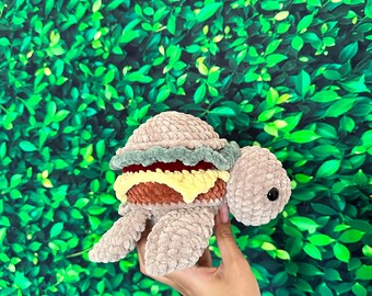 Crochet cheeseburger turtle plush, crochet plushie, turtle plush, turtle lover