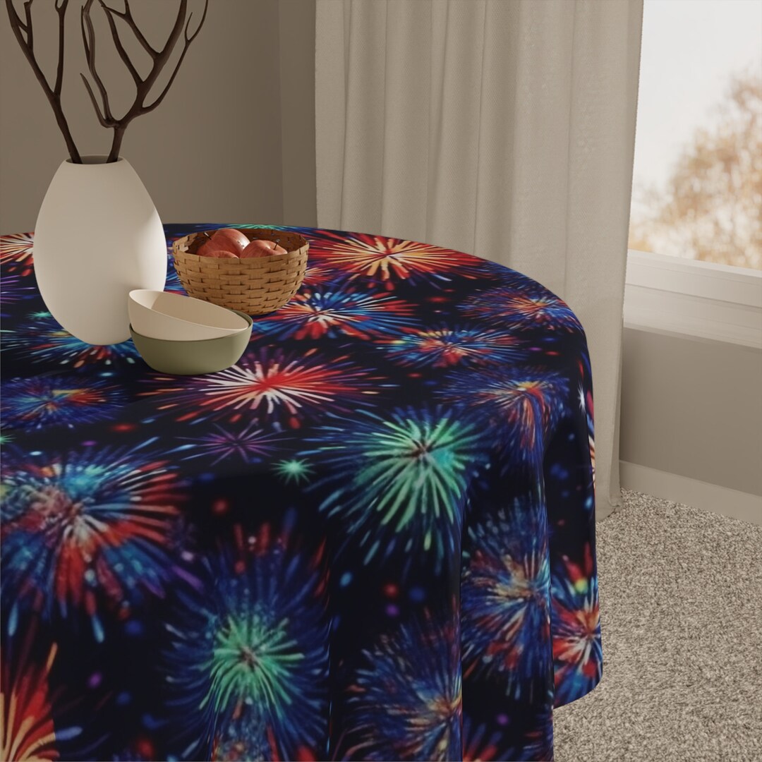 4th of July Fireworks Tablecloth Red Blue Fireworks Tablecloth ...