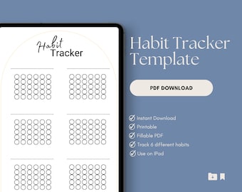 Simple Habit Tracker Printable, Habit Tracker Template, Monthly Goal Tracker, 30-day Habit Challenge, Track Multiple Goals, Instant Download