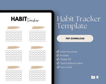 Simple Habit Tracker Printable, Habit Tracker Template, Monthly Goal Tracker, 30-day Habit Challenge, Track Multiple Goals, Instant Download