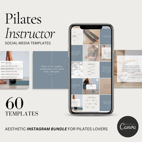 Pilates Instruktor, Wellness Coach, Instagram Template, Canva Social Media, Selbstfürsorge, Coaching, Gesundheit & Wellness, Achtsamkeit, Wohlbefinden