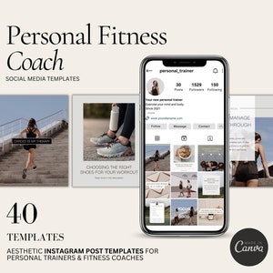 Personal Fitness Coach Instagram Post Templates, Fitness Coach Social Media Templates, Fitness Instagram templates, Personal Fitness Trainer