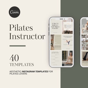 Pilates Instagram Post Templates, Pilates Instagram Template Canva, Instagram Bundle, Pilates Social Media, Pilates Instructor Instagram