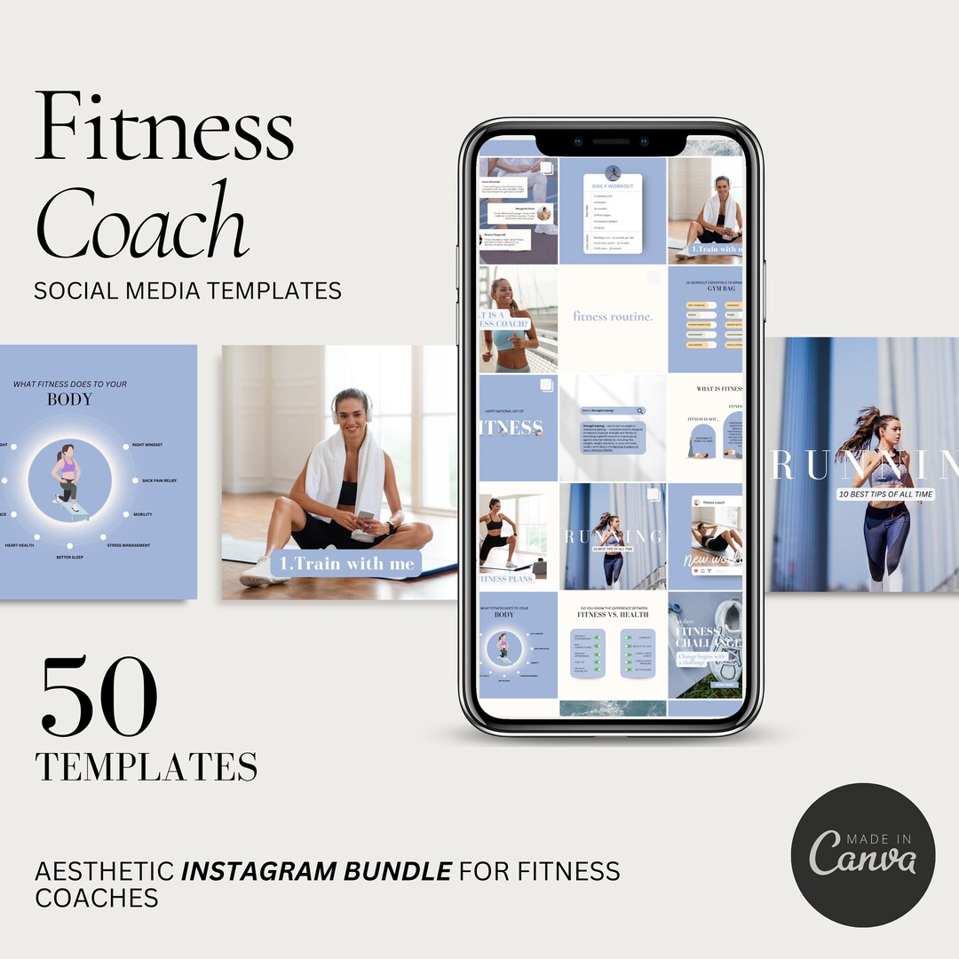 Fitness Coach, Wellness Coach, Instagram Template, Canva Social Media ...