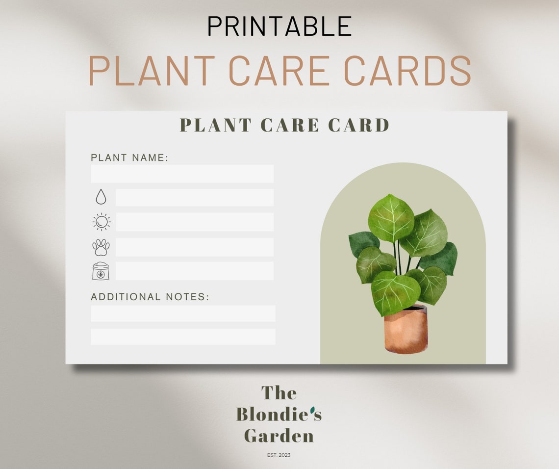 Printable Plant Care Card Template, CANVA Editable, Digital Download ...