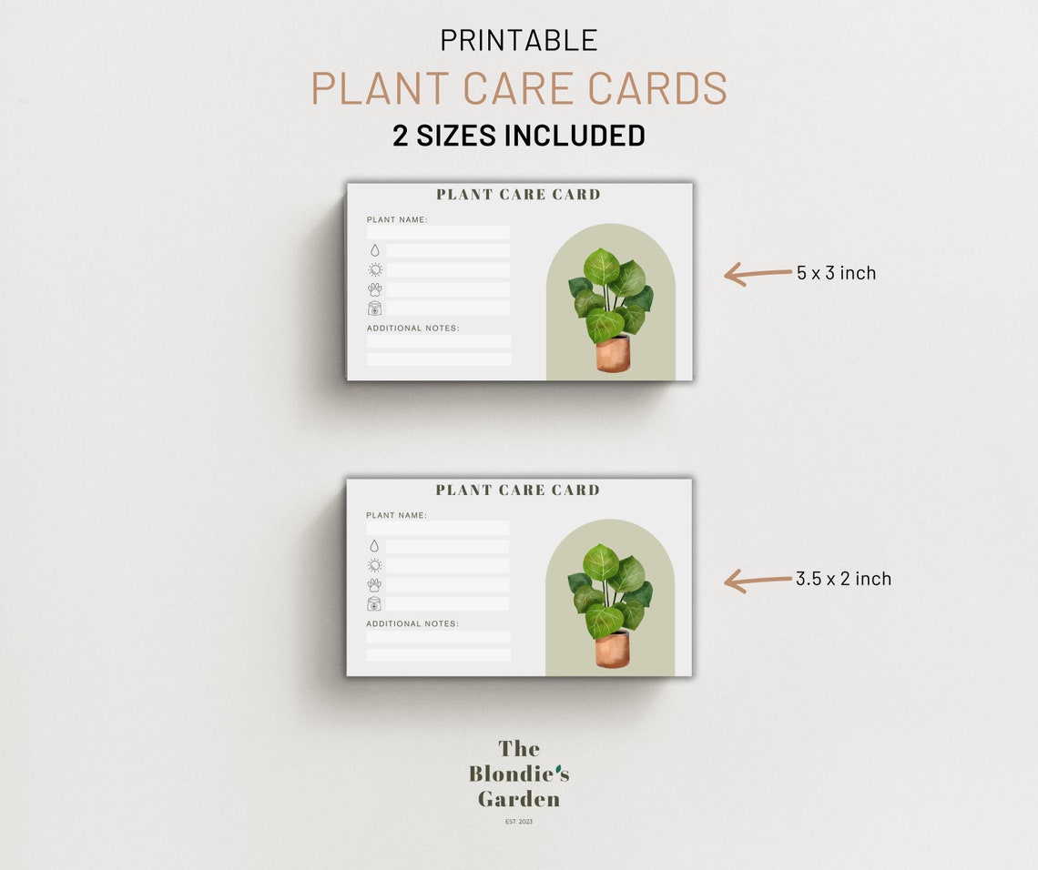 Printable Plant Care Card Template, CANVA Editable, Digital Download ...