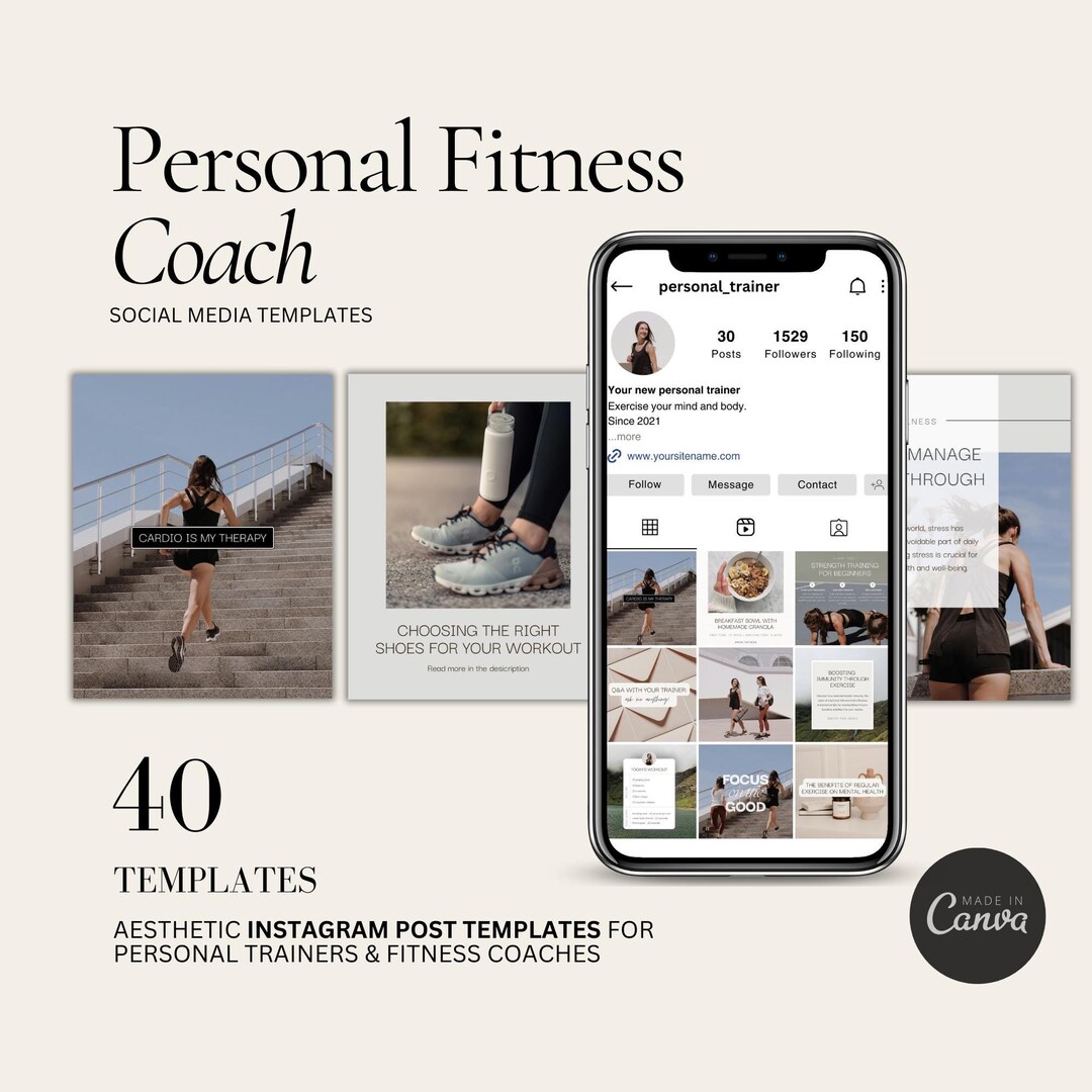 Fitness Coach Instagram Post Templates, Social Media (canva) - Etsy