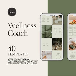 Wellness Coach Instagram Post Templates, 40 Instagram Post Templates for Wellness Coaches, Social Media Templates for Wellness Coaches