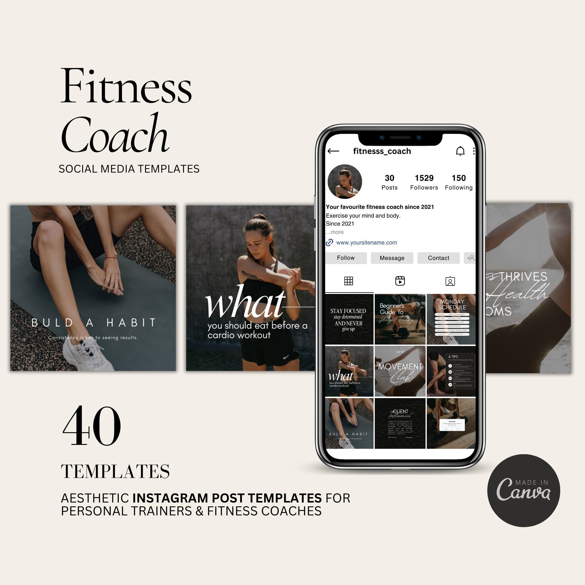 Fitness Coach Instagram Templates Personal Trainer Social Media