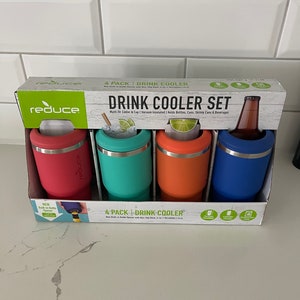 REDUCE 14 oz. Vacuum Insulated Stainless Steel Drink Cooler, 4 Pack (Summer)