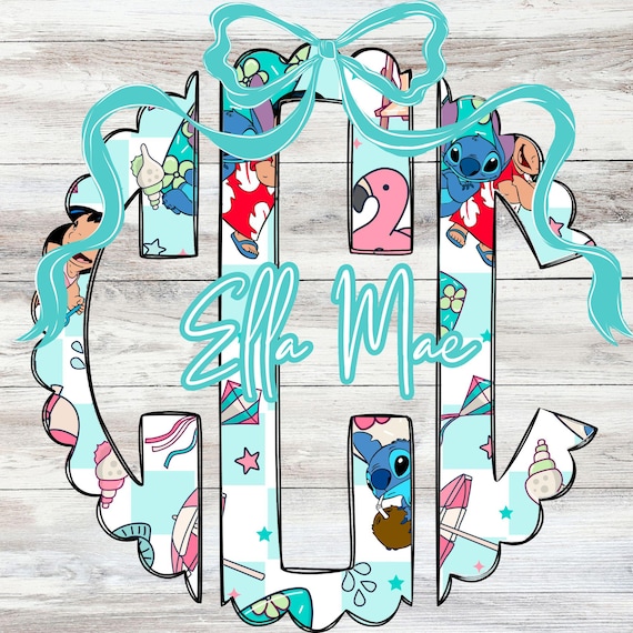 Custom Lilo Stitch Scalloped Monogram, Disney PNG (Digital Download)