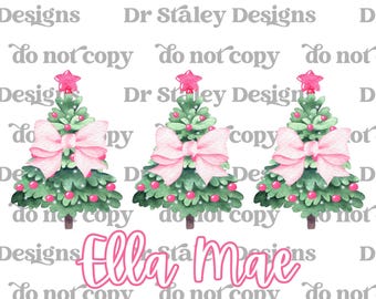 Personalized Christmas Tree Name PNG, Pink Holiday Design (Digital Download)