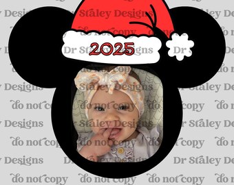 Personalized Mickey Christmas Monogram, Custom Family Photo (PNG)