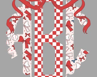 Monograma de festón de béisbol: Nombre personalizado PNG (Descarga digital)