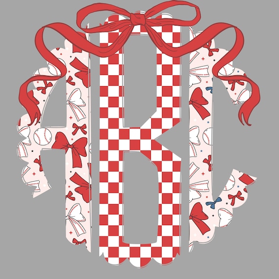 Baseball Scallop Monogram: Custom Name PNG (Digital Download)