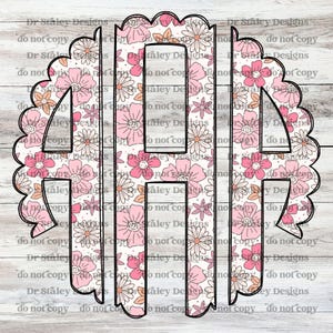 Floral Scalloped Monogram PNG: Spring Alphabet (Digital Download)