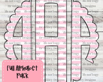 Pink Striped Scallop Monogram: Full Alphabet (Digital Download)