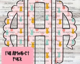 Easter Monogram PNG: Pink Peeps Scallop Alphabet (Digital Download)