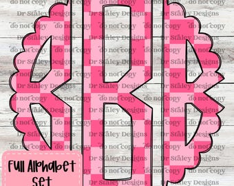 Pink Checkered Monogram Alphabet (Digital Download)