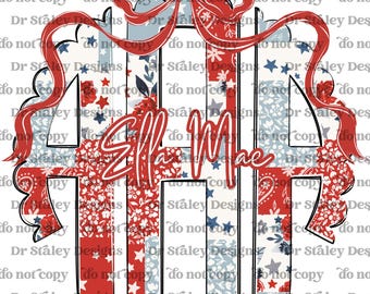 Custom Patriotic Name Monogram: Red White Blue (Digital Download)