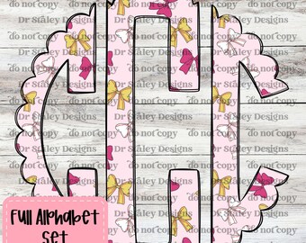Pink Softball Monogram Alphabet Pack: Coquette Doodle Letter (Digital Download)