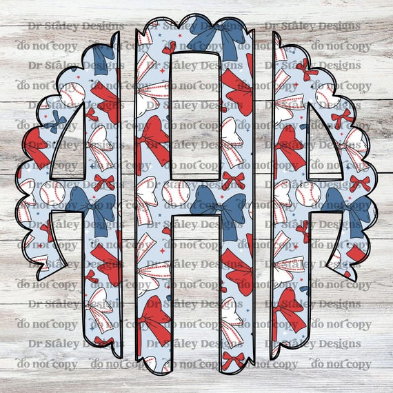 Baseball Scalloped Monogram Alphabet PNG (Digital Download)