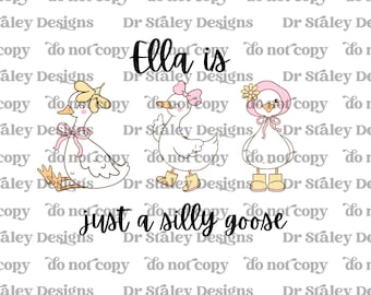 Silly Goose Custom Name Monogram PNG (Digital Download)
