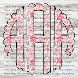 Pink Floral Monogram PNG: Full Alphabet Pack (Digital Download)
