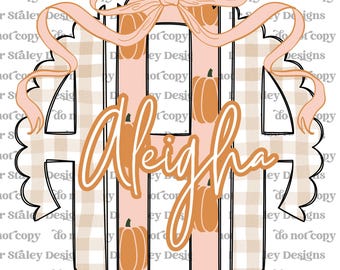 Preppy Halloween Pumpkin Monogram, Fall Scalloped PNG (Digital Download)