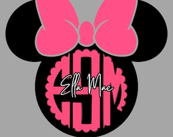 Personalized Mickey Minnie Mouse Name Monogram (PNG Digital Download)