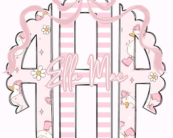 Custom Silly Goose Scallop Monogram: Pink Doodle (Digital Download)