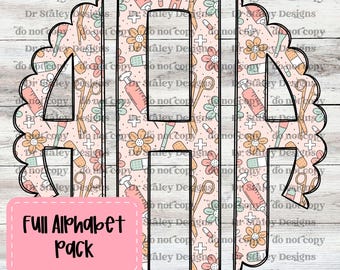 Nurse Scallop Monogram Alphabet Pack (Digital Download)