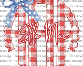 Patriotic Monogram PNG: 4th of July Custom Name (Digital Download)