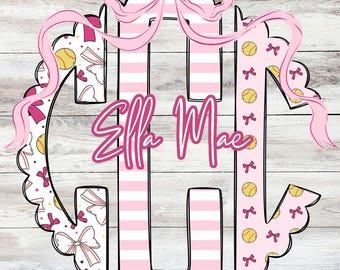 Custom Pink Softball Scallop Monogram (Digital Download)