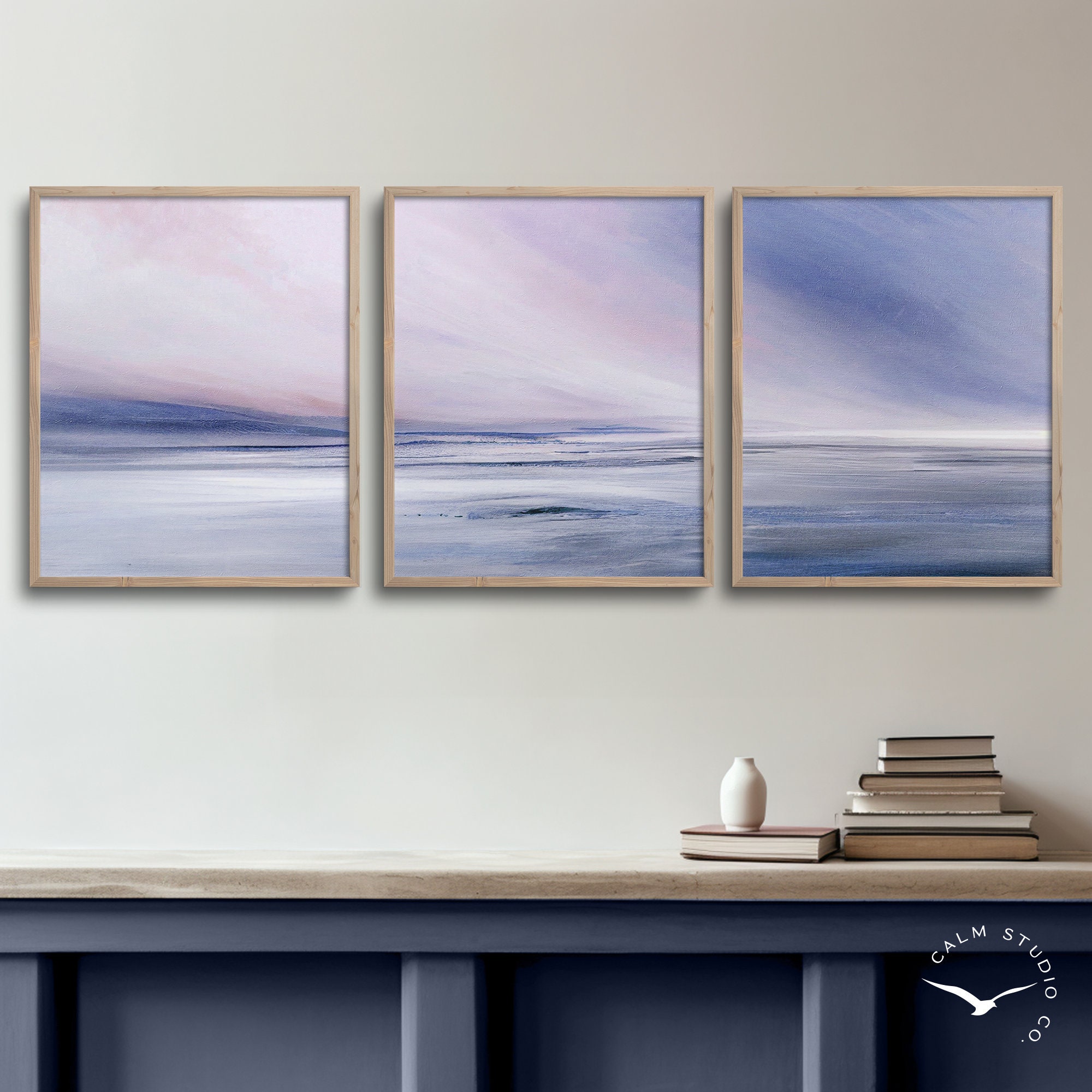 Abstract Summer Beach Painting, Wall Decor PRINTABLES, Soothing Sunset Minimalist Wall Art