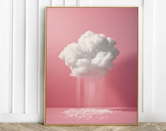 Pink Cloud Wallart, Maximalist Home Decor, Moody Sky, Girly Nursery Decor, Pink Wall Decor, Surrealism PRINTABLE Poster, S1-19