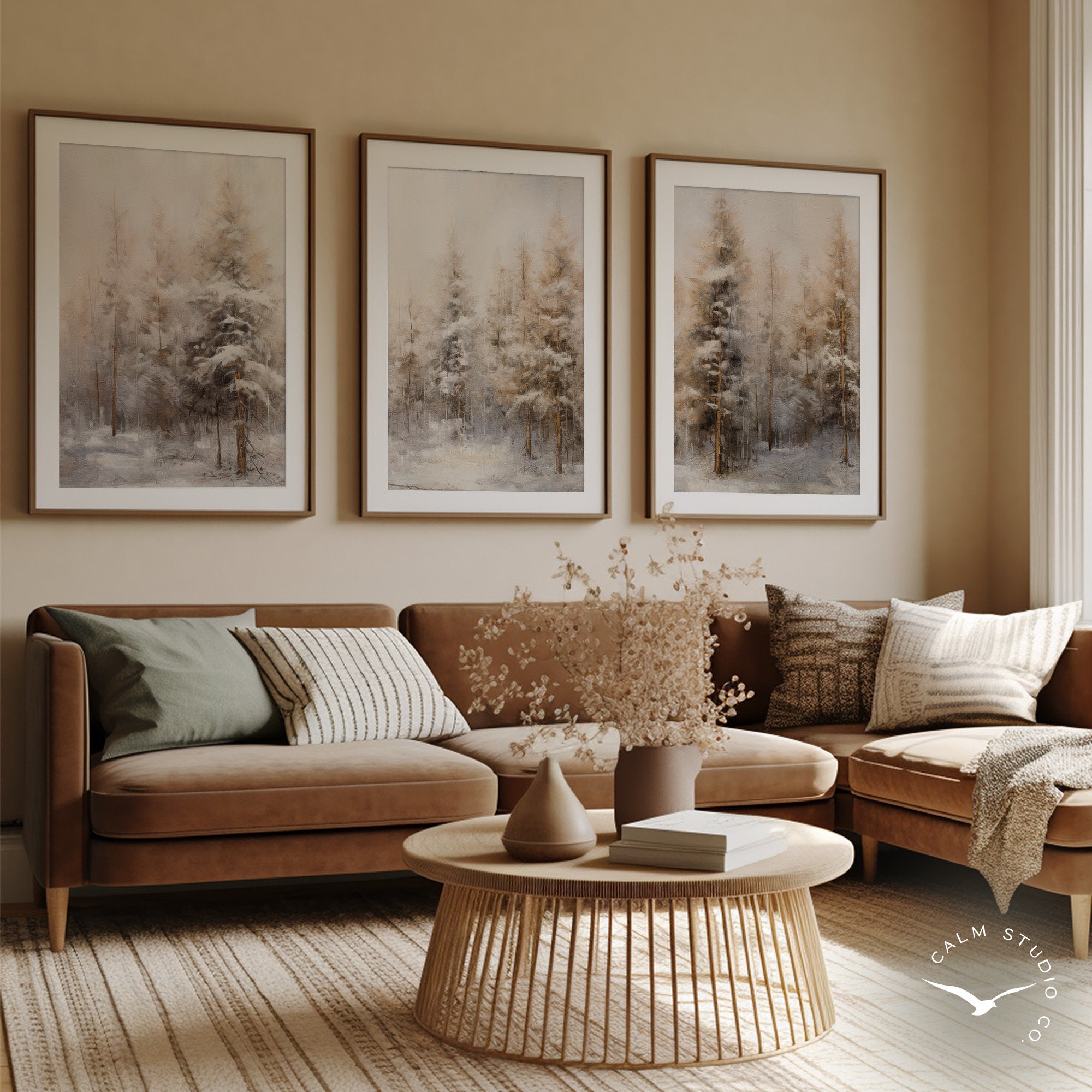 Winter Forest Artful Print, Pine Forest Set of 3 Prints, Christmas ...