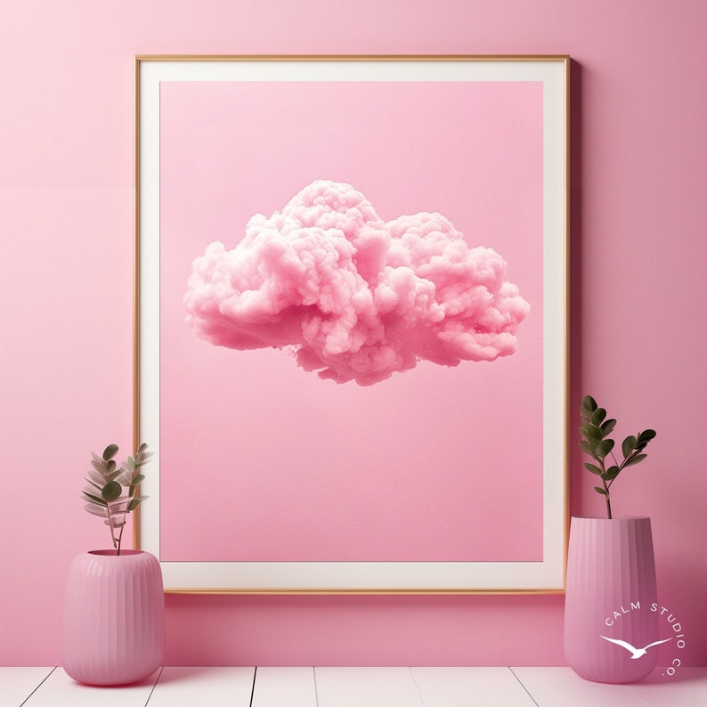 Pink Cloud Wall Art, Maximalist Home Decor, Minimalist Abstract Print