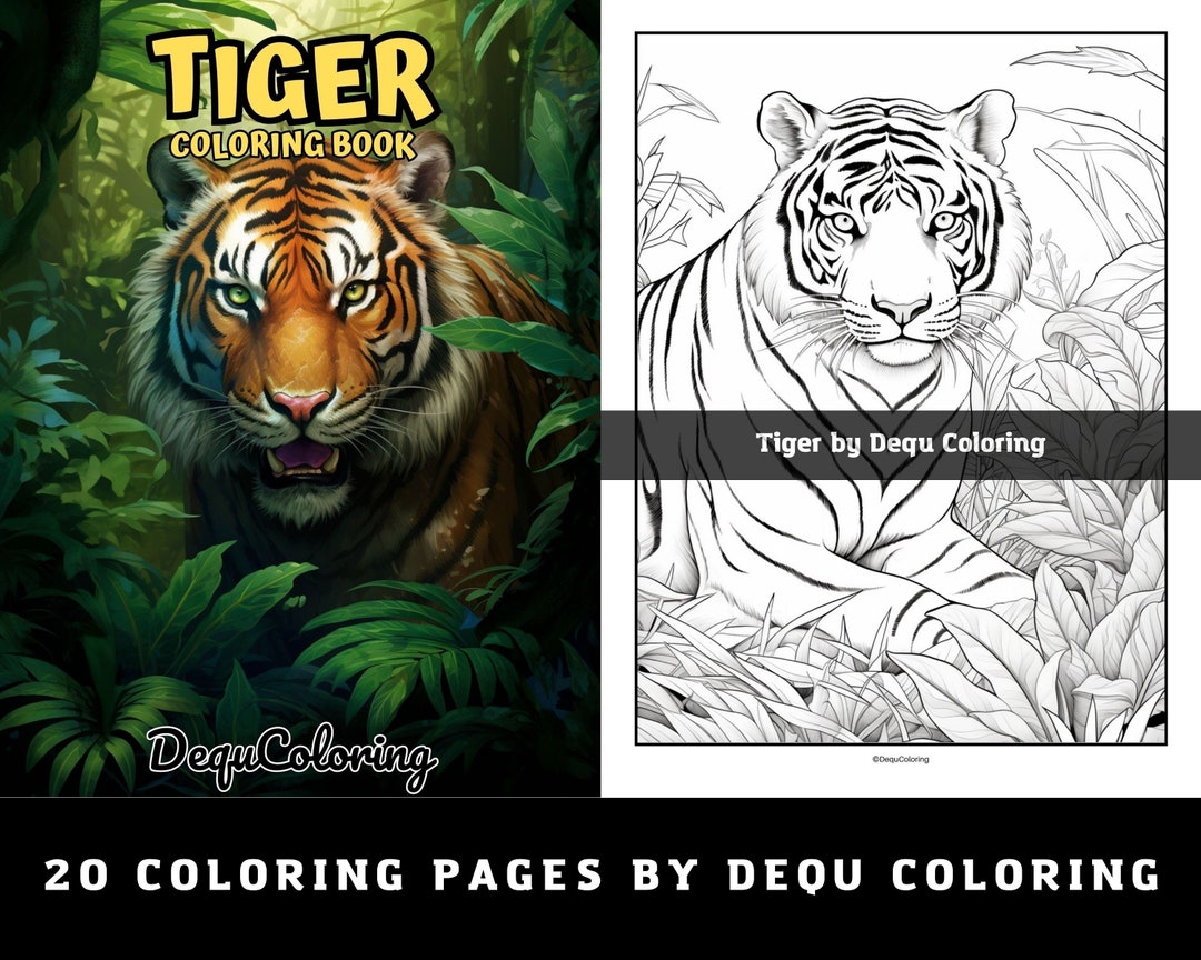 Tiger Coloring Pages: 20 Wild Cats Tiger Coloring Pages by - Etsy