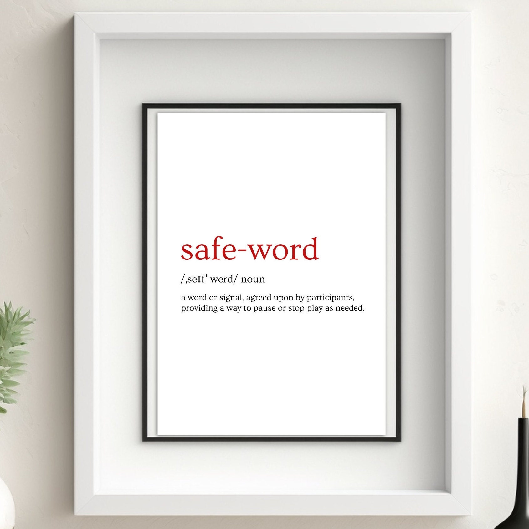 Safeword Definition Posters | Instant Printable Download | Kinky Wall ...