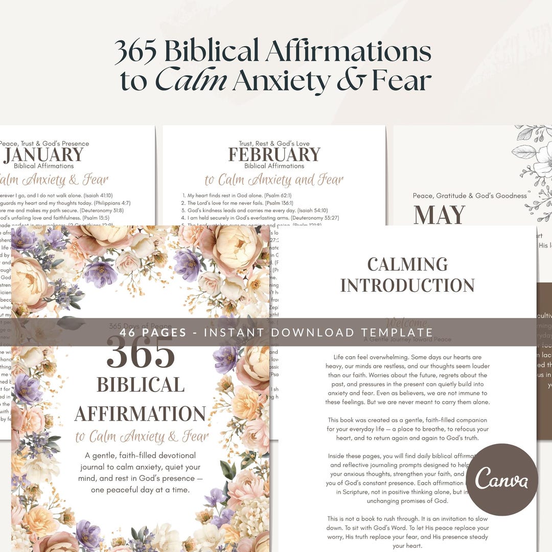 365 Days Christian Anxiety Devotional Journal, Bible Verses Guided Prompts, Prayer Printable ...