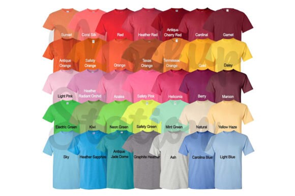 Color Chart for Gildan 5000 T-shirt - Etsy